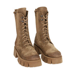 Botas taupe en ante, tacón 5 cm, Primadonna, 18L603133CMTAUP036, 002a