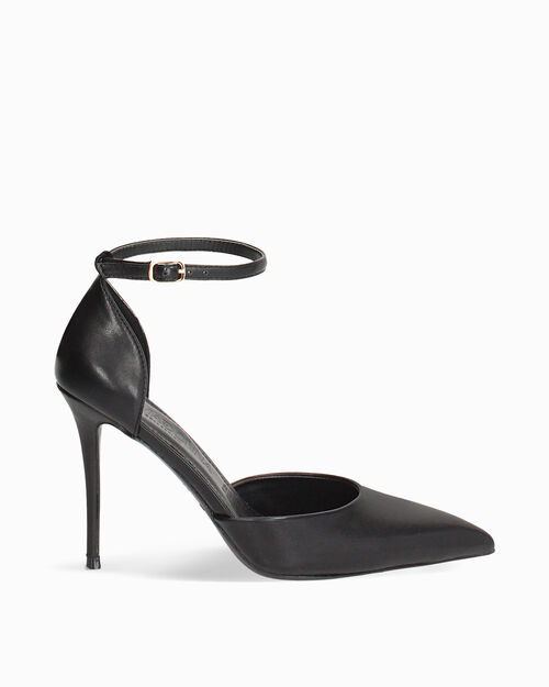 D&eacute;collet&eacute; negras cintur&oacute;n tac&oacute;n 10 cm, BLACK