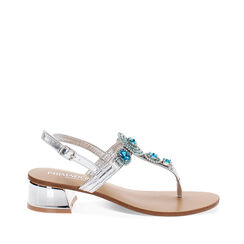 Sandale à petit talon femme argent-bleu, Primadonna, 254946606LMARBL035, 001a