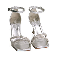 Sandali argento in laminato con pietre, tacco 7,5 cm, Ultime occasioni, 234923401LPARGE036, 002 preview