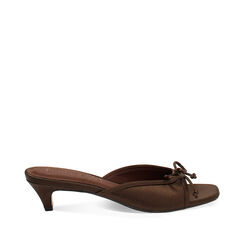 Mules open toe mujer marrón oscuro de satén, Primadonna, 254927801RSMORO035, 001a