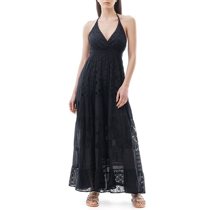 Vestito nero macramé, Primadonna, 210500594TSNEROM