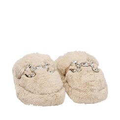 Pantofole panna fluffy con cristalli, Primadonna, 224702312FUPANN035, 002a
