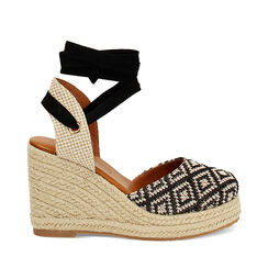 Campesine mujer negras beige en rafia, Primadonna, 254920101RFNEPA035, 001a