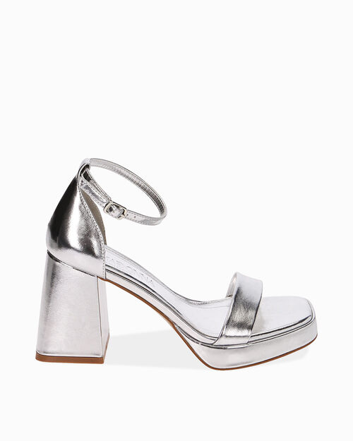 Sandali platform argento, tacco 9,5 cm