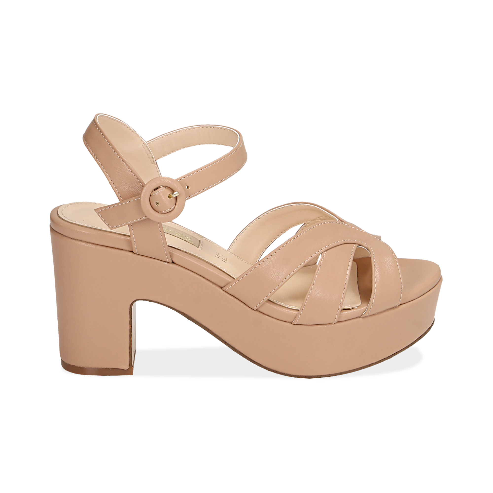 Sandalias en microfibra color nude, tacón cuña 8,50 cm | Primadonna  Collection