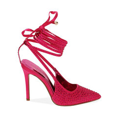 Décolleté lace-up fucsia in raso, tacco 11 cm , Primadonna, 204939401RSFUCS036, 001a