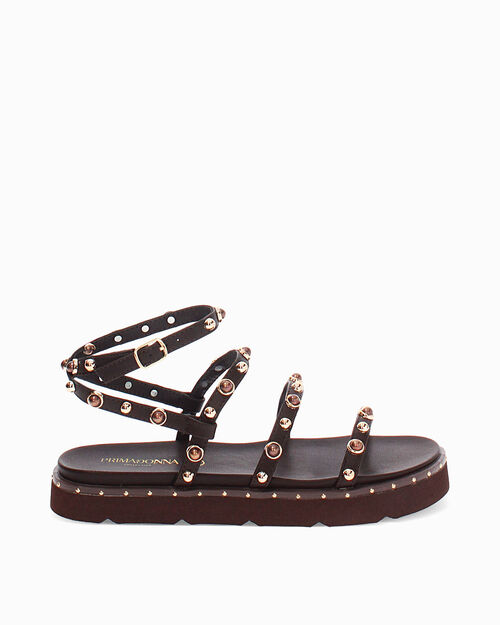 Sandali bassi testa di moro con borchie, DK BROWN