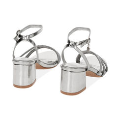 Sandali argento in laminato con pietre, tacco 5,5 cm, Primadonna, 232770377LPARGE035, 003 preview