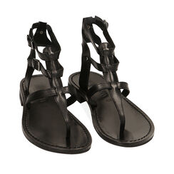 Sandali infradito neri in pelle, Primadonna, 21B814022PENERO035, 002a