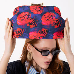 Pochette blu-rosso a fiori con tracolla removibile, Primadonna, 275126492RSBLROUNI, 002a