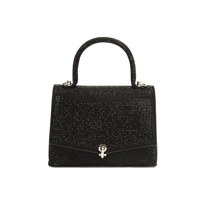 Mini bag donna a mano nera con pietre Primadonna Collection
