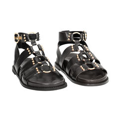 Sandali bassi donna neri in pelle, Primadonna, 25N151013PENERO036, 003 preview