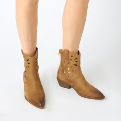 Bottillons femme cognac en microfibre, Primadonna, 25P604604MFCOGN035, 002a