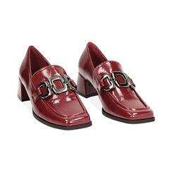 Mocassino bordeaux in naplak, tacco largo 5 cm, Primadonna, 244937147NPBORD036, 002 preview