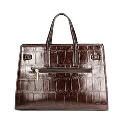 Sac à main en matériau effet coco brun foncé, Primadonna, 265731833CCMOROUNI, 005 preview