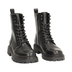 Anfibi neri con suola in gomma e tacco 4 cm, Primadonna, 260610909EPNERO035, 003 preview