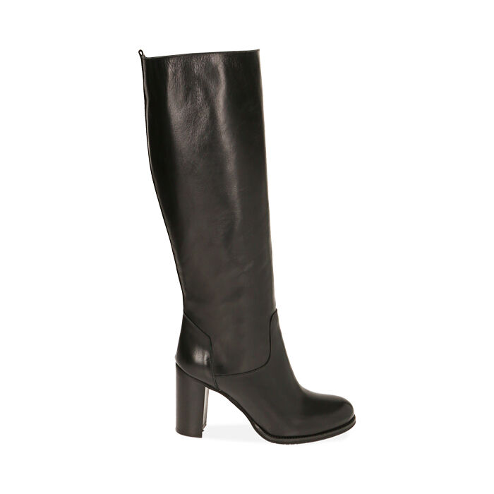 Bottines en cuir noir pour femme talon de 9 cm Collection