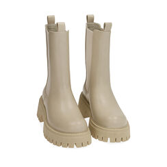 Botines Chelsea color crema, tacón de 5,5 cm, Primadonna, 200614805EPPANN035, 002a