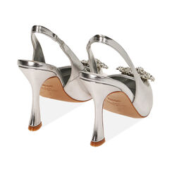 Décolleté slingback gioiello argento, tacco 9,5 cm, Primadonna, 212126328LMARGE035, 003 preview