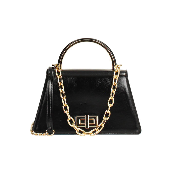 Mini bag nera lucida con catenella, Primadonna, 265126021EUNEROUNI