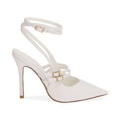 Slingback bianche, tacco 11 cm , SPECIAL WEEK, 192186108EPBIAN040, 001 preview