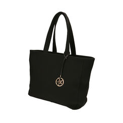 Shopping bag femme noir en tissu , FIN DE COLLECTION, 195124293TSNEROUNI, 002a