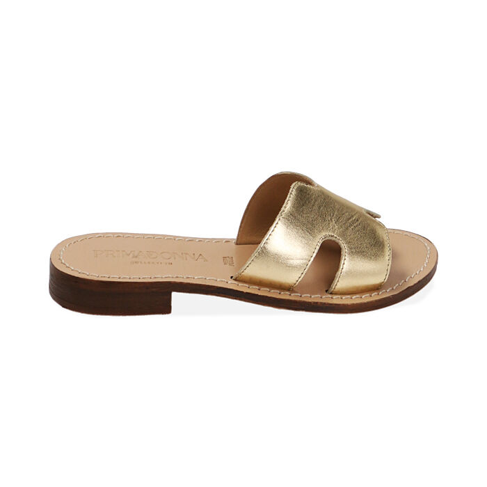 Ciabatte donna oro in pelle Primadonna Collection