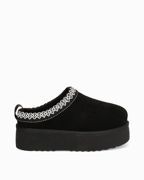 Pantofole nere in camoscio, BLACK