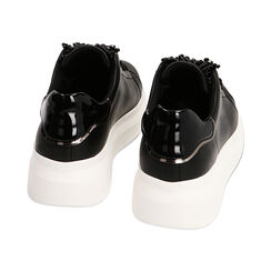 Sneakers nere con perle, suola 4,5 cm, Primadonna, 222866052EPNERO035, 003 preview