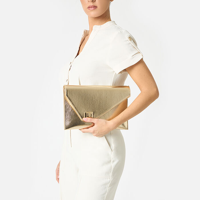 Oro Pochette Donna Elegante Oro Tubino Laminato Pochette Donna Oro