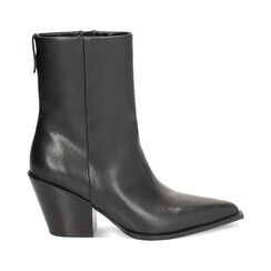 Tronchetti neri in vera pelle con tacco 7,4 cm, Primadonna, 26M739121PENERO035, 001 preview