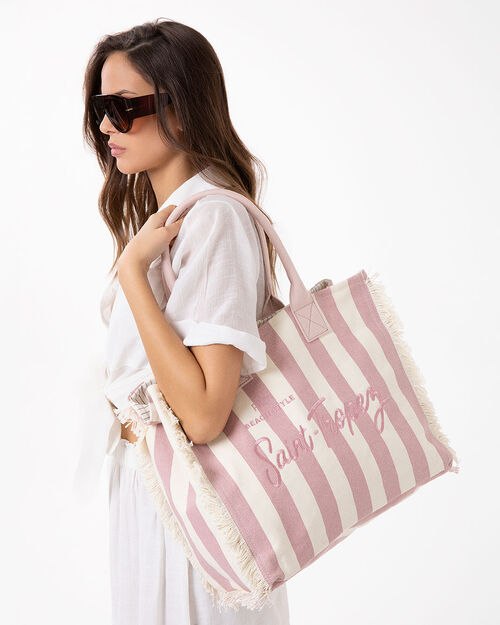 Borsa canvas a spalla nude-beige, NUDE