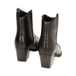 Stivaletti texani neri in pelle, tacco 7,4 cm, Primadonna, 22B805006PENERO036, 003 preview