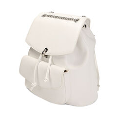Zaino bianco con catena, Primadonna, 21D908229EPBIANUNI, 002a