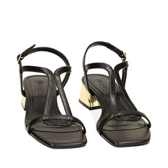 Sandali neri, tacco 3,5 cm, Ultime occasioni, 234911607EPNERO040, 002a
