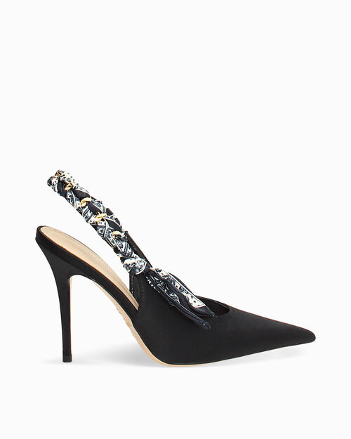 D&eacute;collet&eacute; slingback nere tacco 10,5 cm, BLACK