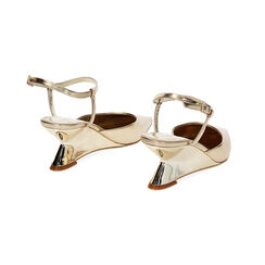 Escarpins slingback dorés laminés, Fin de Collection, 232170501LMOROG035, 003 preview