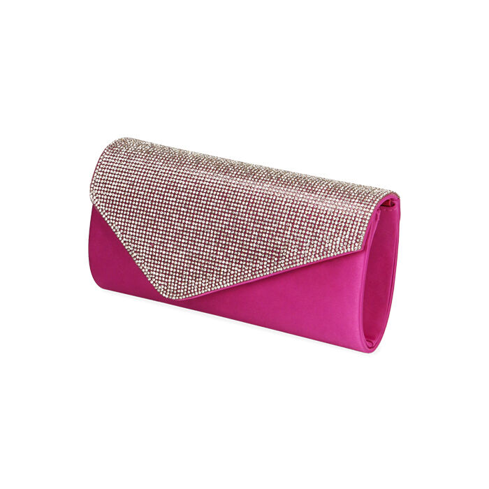 Pochette donna fucsia in raso e strass | Primadonna Collection