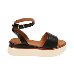 Sandali neri, zeppa 4,5 cm, Primadonna, 214995762EPNERO035, 001 preview