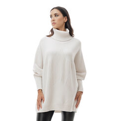 Pull beige évasé à col roulé, 24U502212TSBEIGUNI, 001a