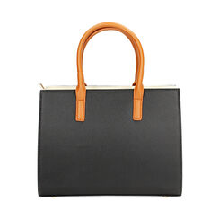 Borsa a mano donna nera con manici cognac, Primadonna, 255701050EPNEROUNI, 004 preview