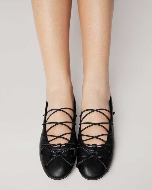 Ballerine nere con fiocco decorativo, BLACK