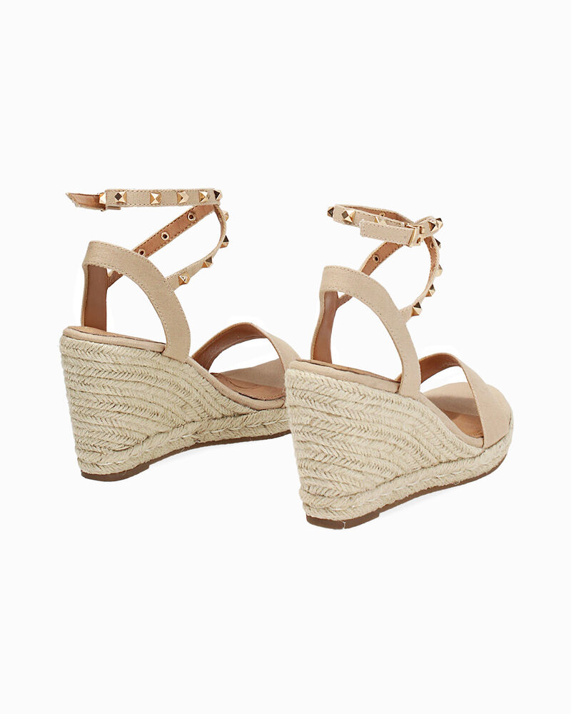 Zeppe donna beige in canvas con braccialetto image number null
