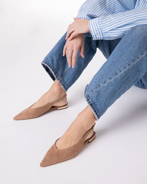 Ballerine taupe con cinturino slingback, TAUPE
