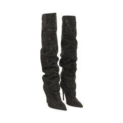 Stivali sopra il ginocchio in microfibra nera con pietre, Primadonna, 262130622MPNENE036, 005 preview