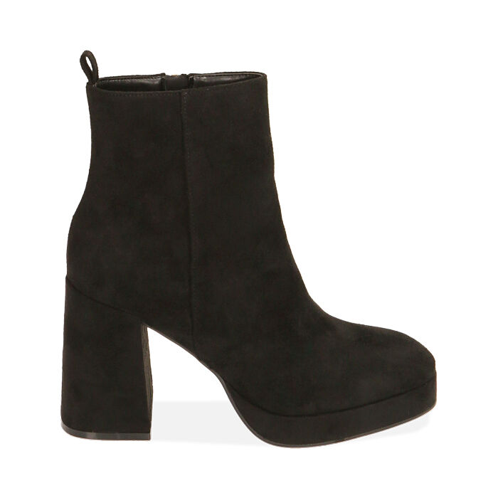 Ankle boots neri in microfibra, tacco 9,5 cm , Primadonna, 204908706MFNERO040