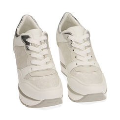 Sneakers bianche, zeppa 8,5 cm, Primadonna, 212816630EPBIAN036, 002 preview