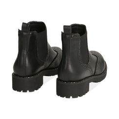 Chelsea boots neri in eco-pelle con lavorazione Duilio, Stivaletti, 140692614EPNERO036, 004 preview