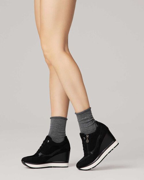 Sneakers negras con cu&ntilde;a 8,5 cm, BLACK